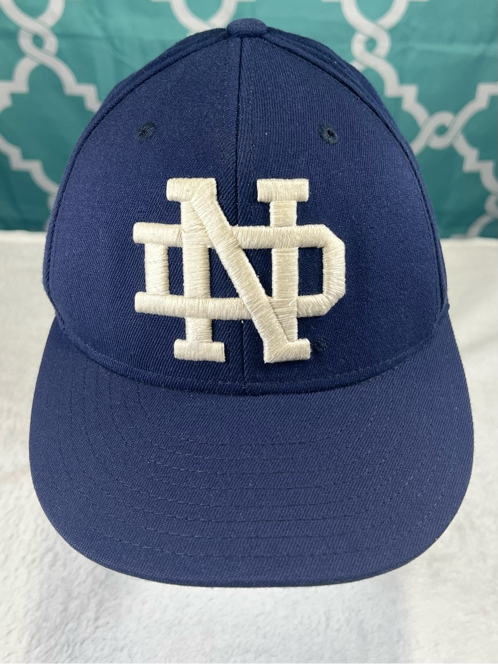 adidas Navy Notre Dame Fighting Irish Blue Fitted Hat with ND Logo and Trefoil